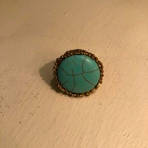 Faux Turquoise and Gold Ring